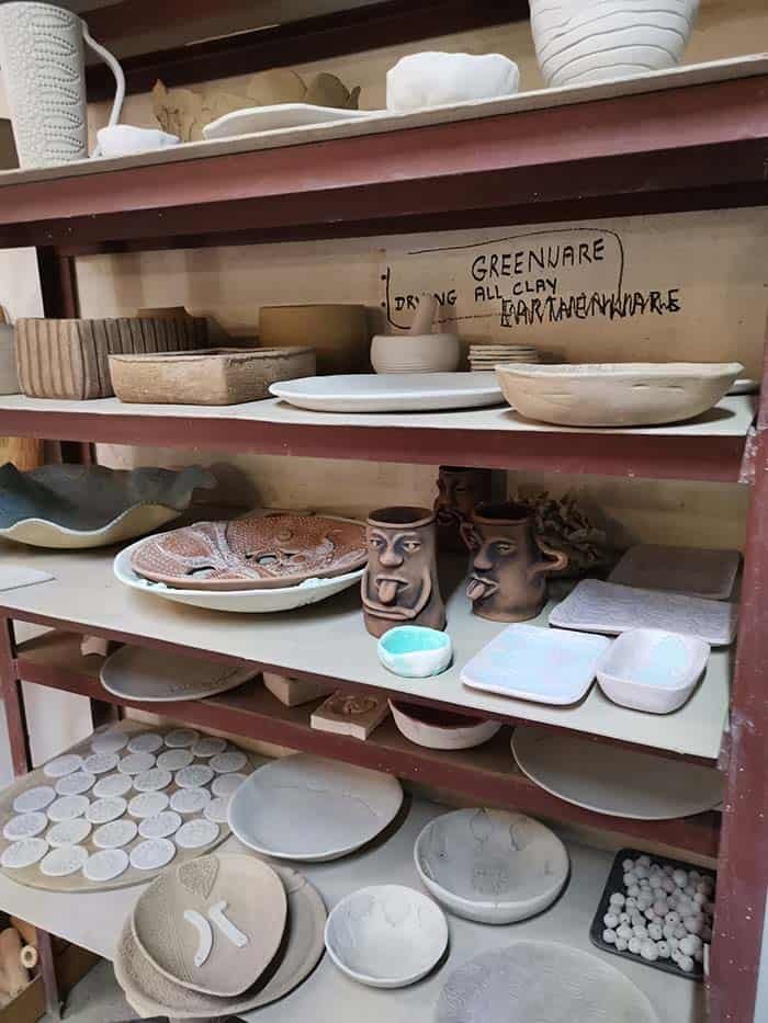 Greenware Pottery waiting to be fired