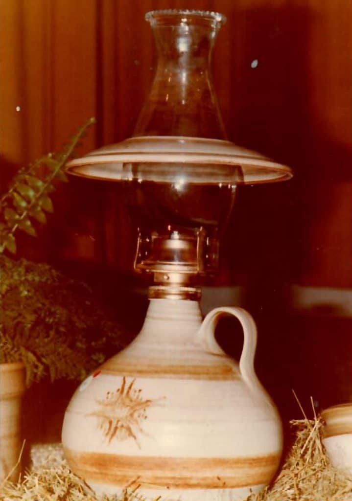 Oil Lamp with Glass top and Ceramic Base